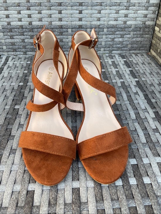 Allegra K Shoes - Allegra K Women’s Rust Suede Crisscross Block Heel Sandals